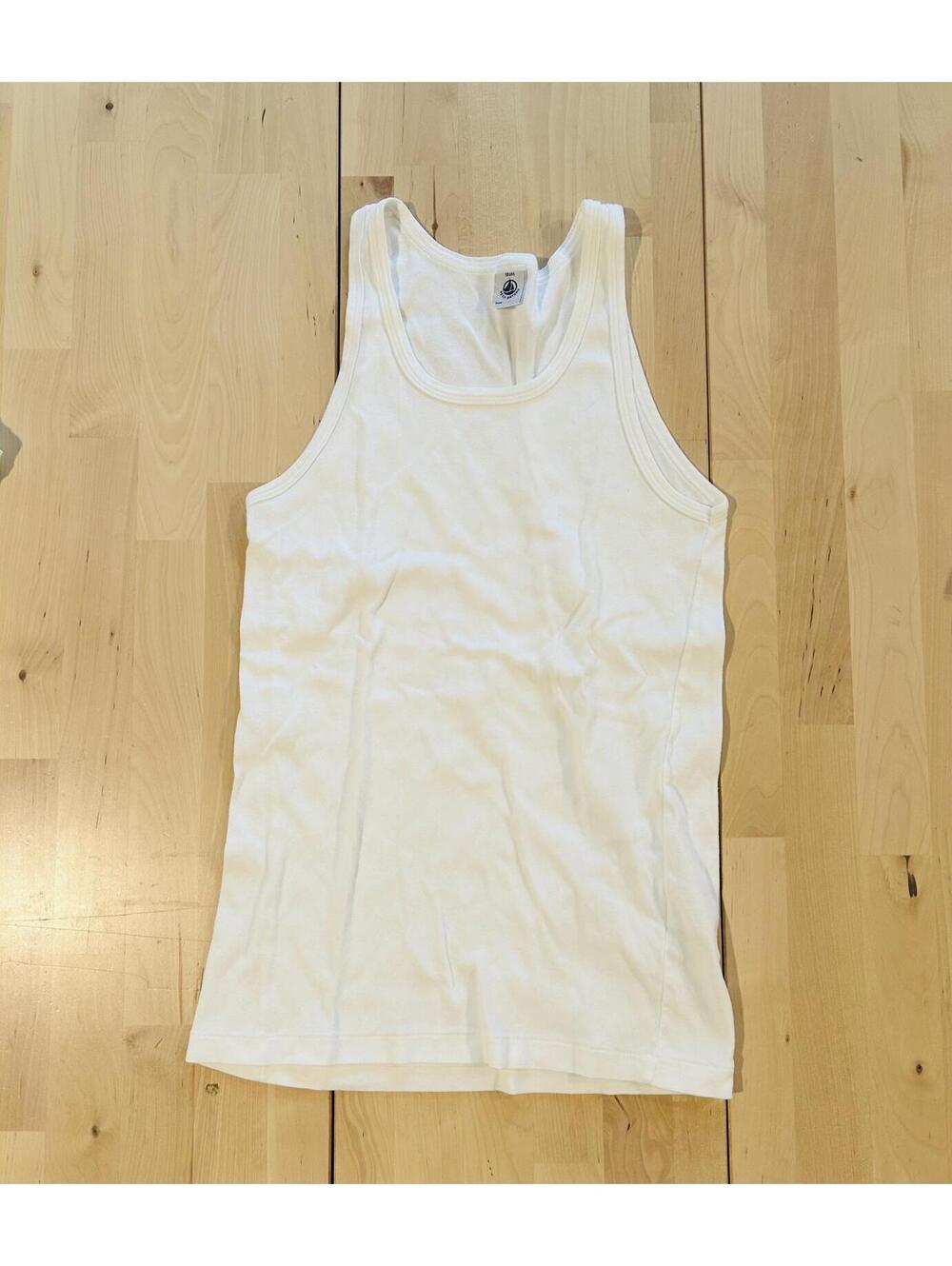 Petit Bateau White Ribbed Tank Top | Size 18ans (Fits Women’s XS/S)